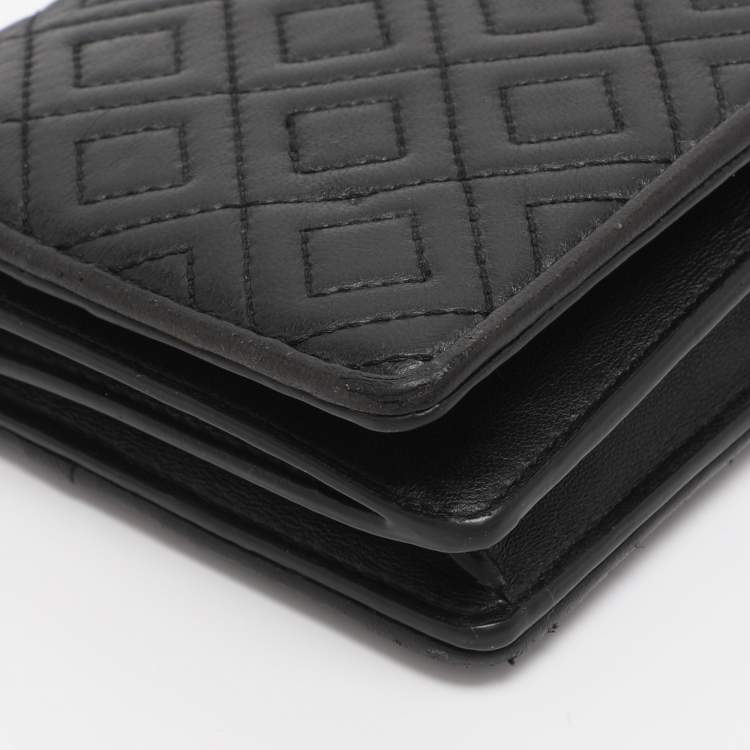 Pre Owned Tory Burch Black Leather Chain Clutch
