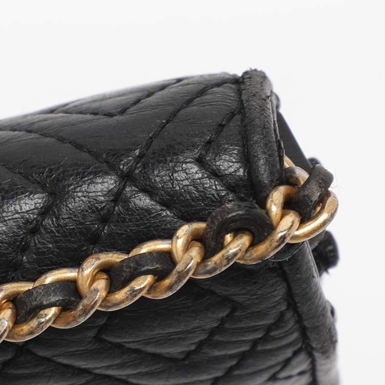 Pre Owned Tory Burch Black Leather Chain Clutch