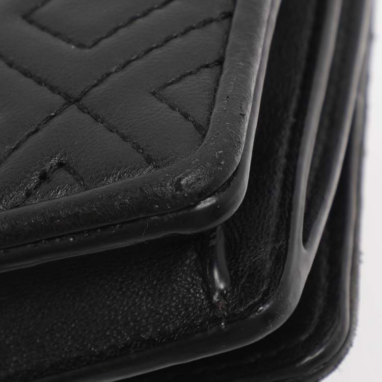 Pre Owned Tory Burch Black Leather Chain Clutch
