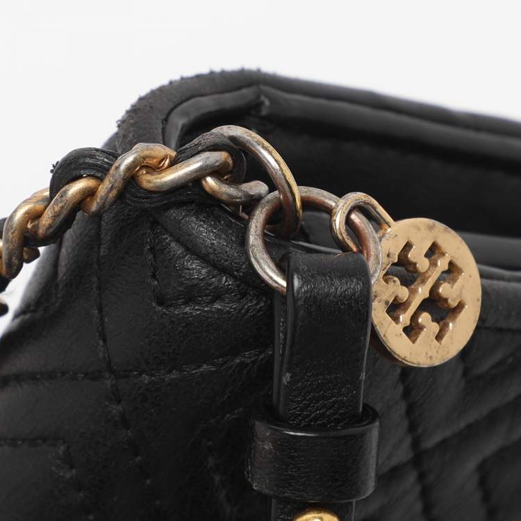 Pre Owned Tory Burch Black Leather Chain Clutch