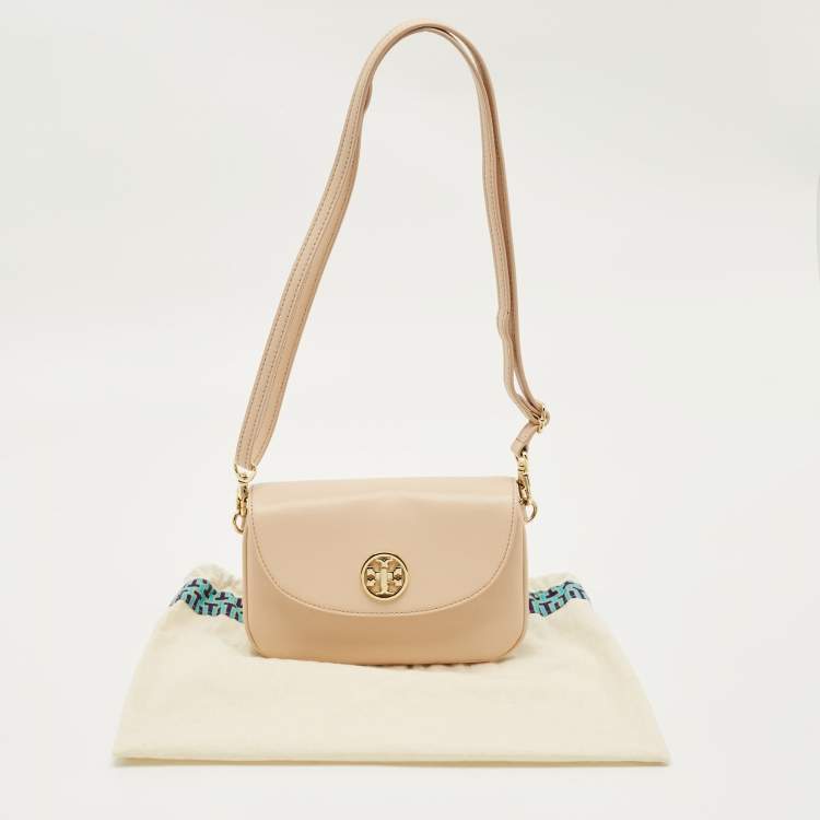 Pre Owned Tory Burch Blush Pink Patent Leather Small Robinson Crossbody Bag