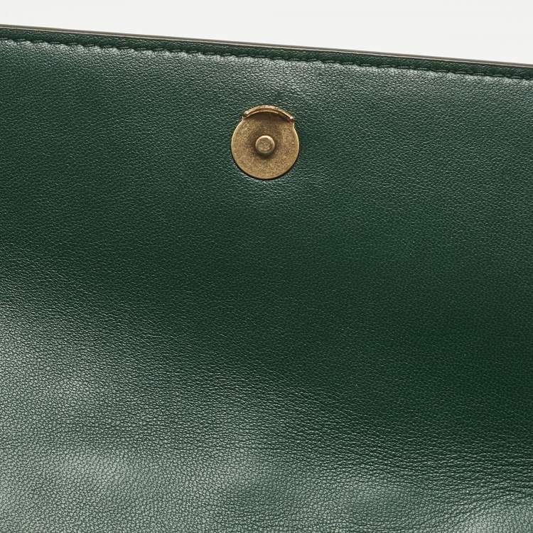 Pre Owned Tory Burch Green Quilted Leather Small Fleming Shoulder Bag
