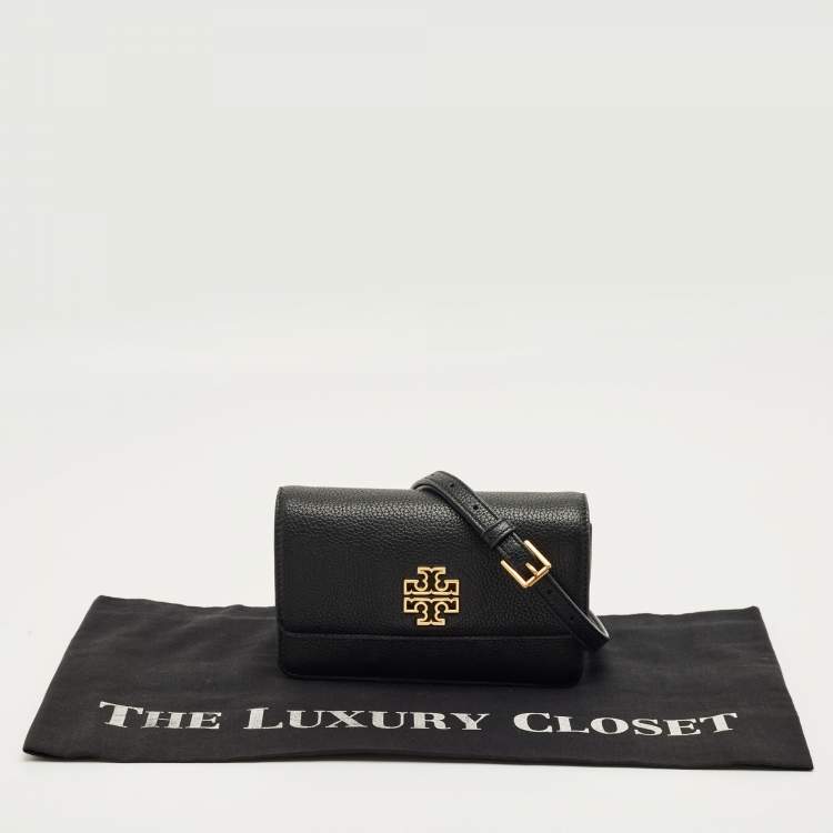 Pre Owned Tory Burch Black Leather Britten Shoulder Bag