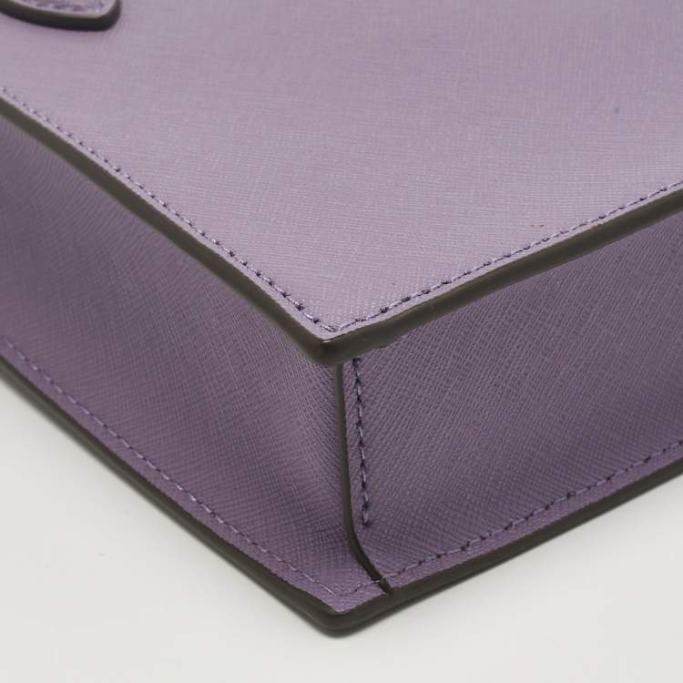 Pre Owned Tory Burch Lilac Leather Mini Emerson Shopper Tote