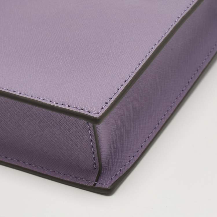 Pre Owned Tory Burch Lilac Leather Mini Emerson Shopper Tote