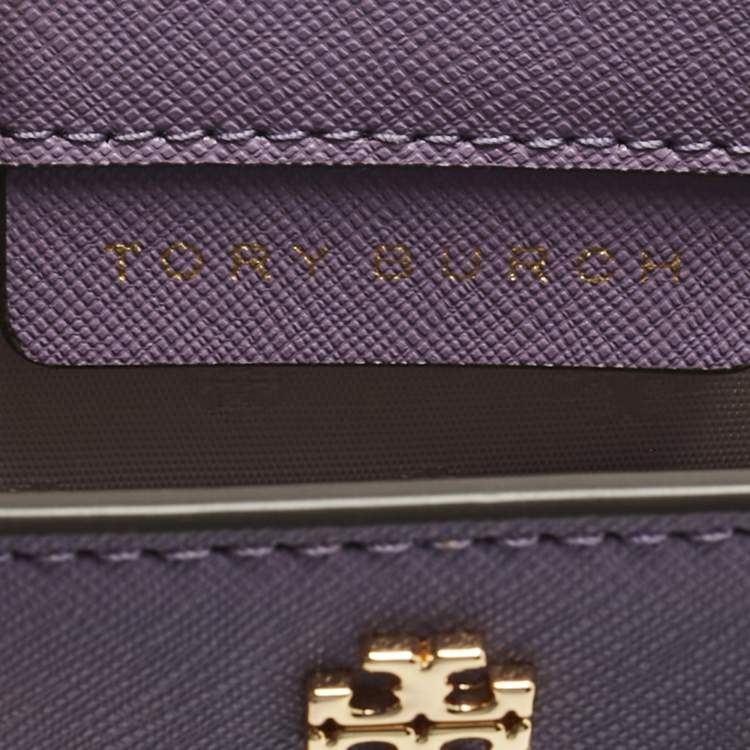 Pre Owned Tory Burch Lilac Leather Mini Emerson Shopper Tote