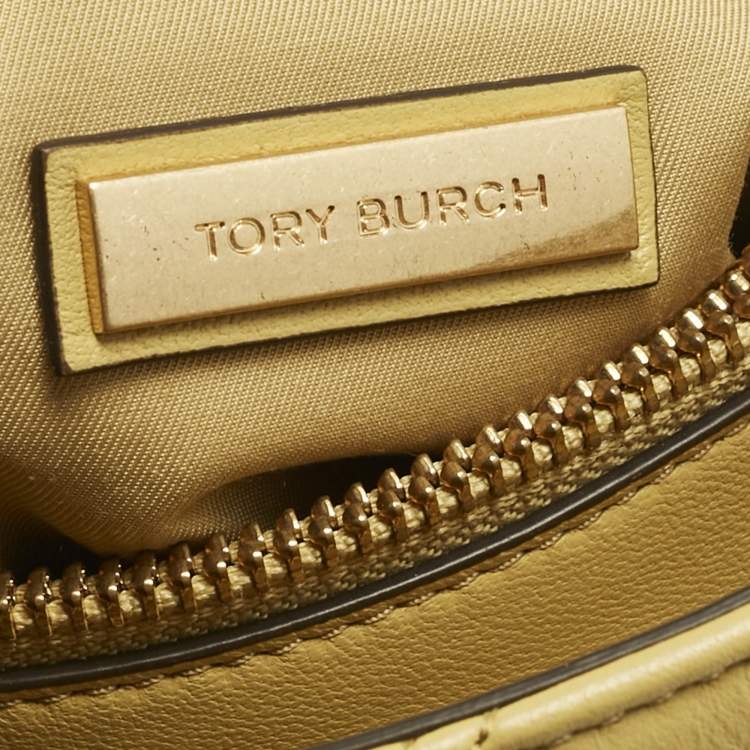 Pre Owned Tory Burch Yellow Quilted Leather Small Fleming Shoulder Bag