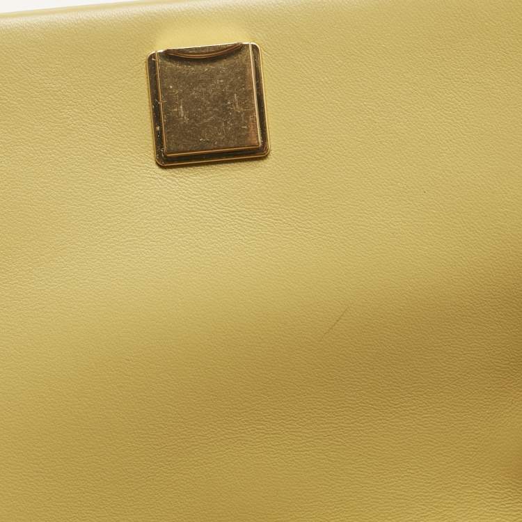 Pre Owned Tory Burch Yellow Quilted Leather Small Fleming Shoulder Bag