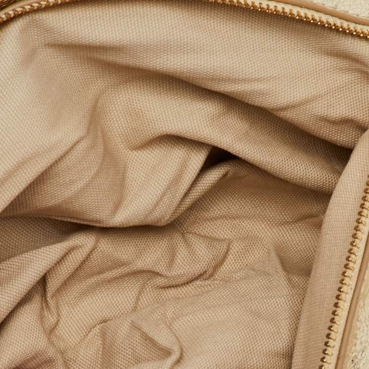 Pre Owned Tory Burch Metallic Gold Leather Reva Chain Clutch