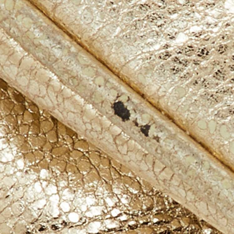 Pre Owned Tory Burch Metallic Gold Leather Reva Chain Clutch