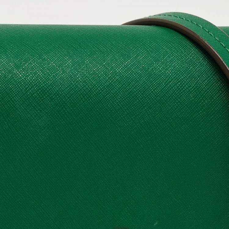 Pre Owned Tory Burch Green Leather Emerson Envelope Shoulder Bag