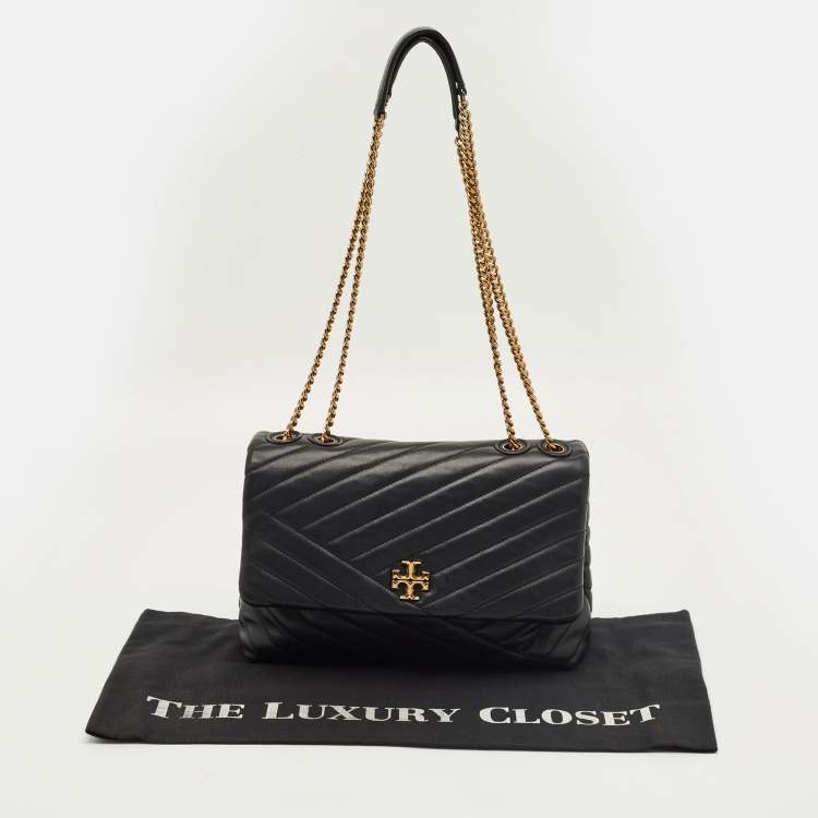 Pre Owned Tory Burch Black Quilted Leather Kira Shoulder Bag