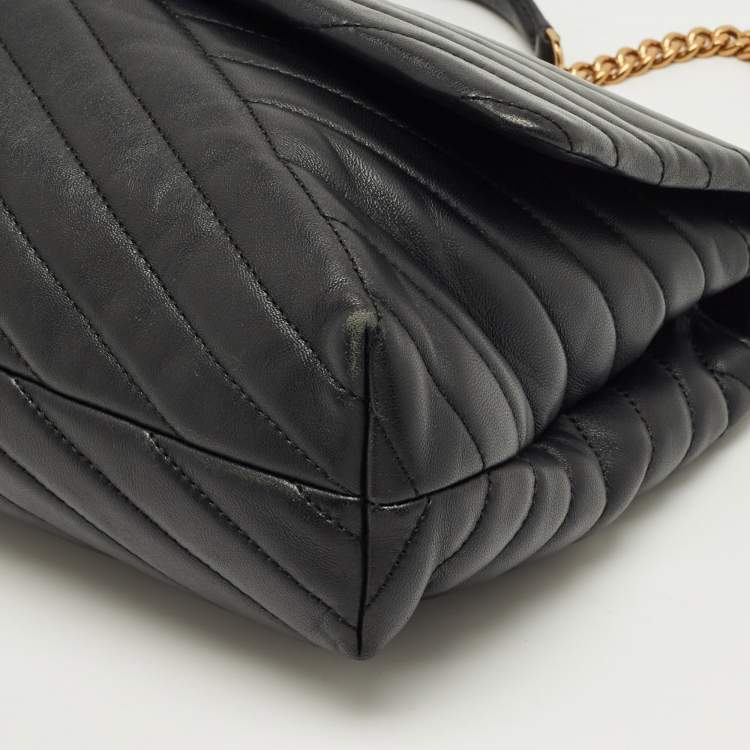 Pre Owned Tory Burch Black Quilted Leather Kira Shoulder Bag