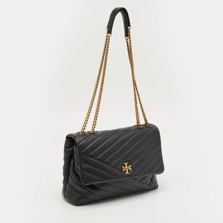 Pre Owned Tory Burch Black Quilted Leather Kira Shoulder Bag