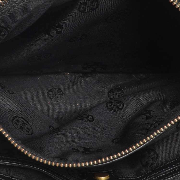 Pre Owned Tory Burch Black Quilted Leather Alexa Tote