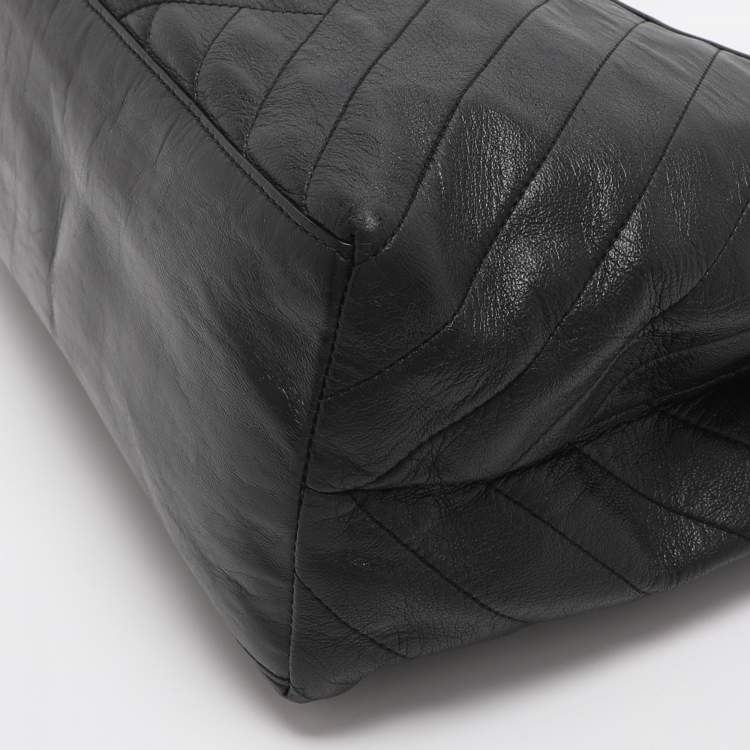 Pre Owned Tory Burch Black Quilted Leather Alexa Tote