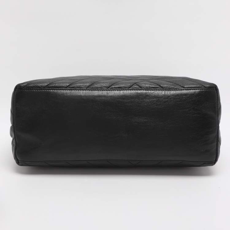 Pre Owned Tory Burch Black Quilted Leather Alexa Tote