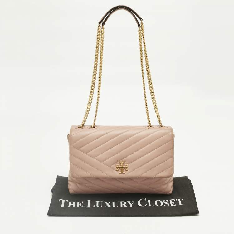 Pre Owned Tory Burch Pink Quilted Leather Kira Shoulder Bag