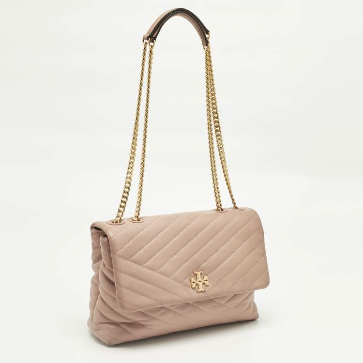 Pre Owned Tory Burch Pink Quilted Leather Kira Shoulder Bag