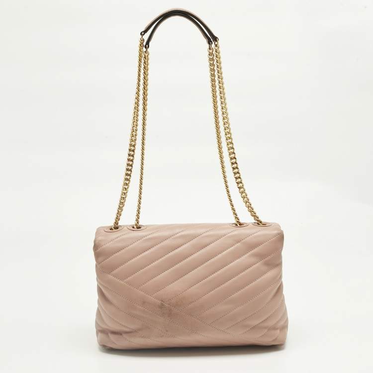 Pre Owned Tory Burch Pink Quilted Leather Kira Shoulder Bag