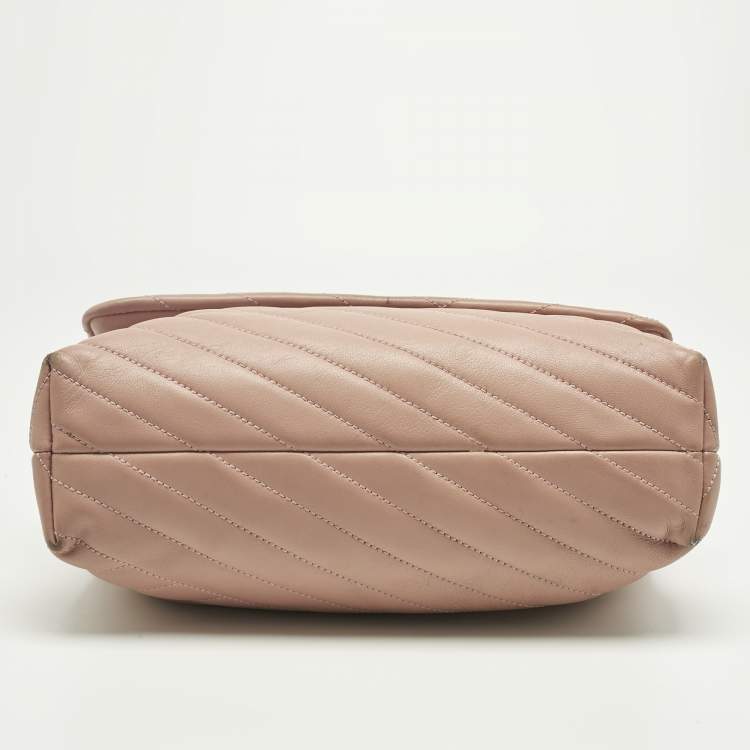 Pre Owned Tory Burch Pink Quilted Leather Kira Shoulder Bag