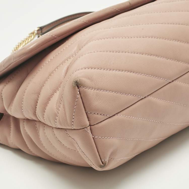 Pre Owned Tory Burch Pink Quilted Leather Kira Shoulder Bag