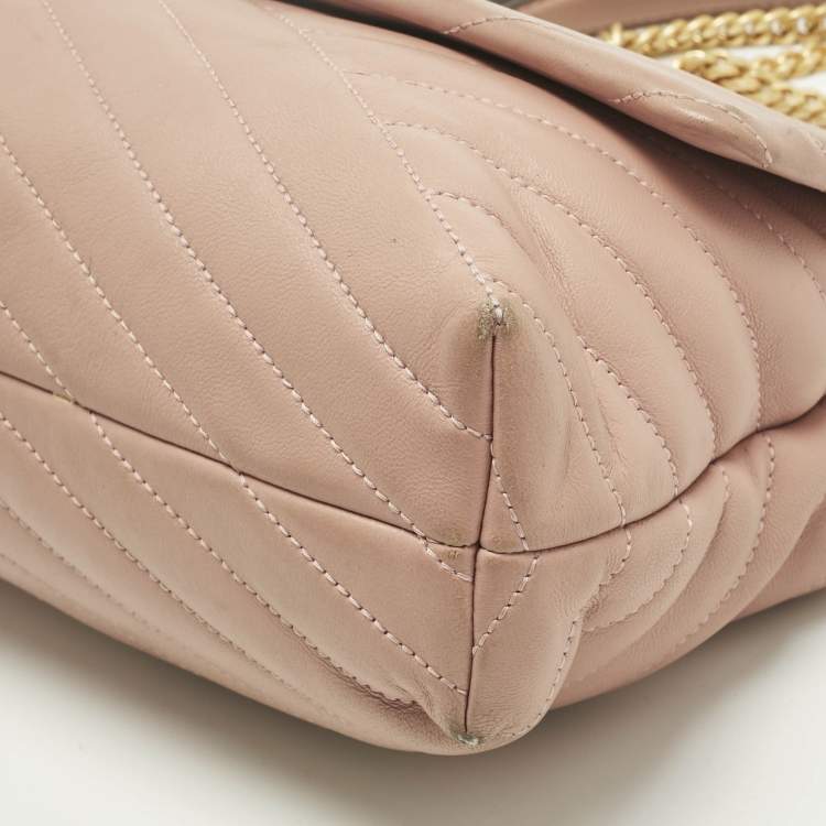 Pre Owned Tory Burch Pink Quilted Leather Kira Shoulder Bag