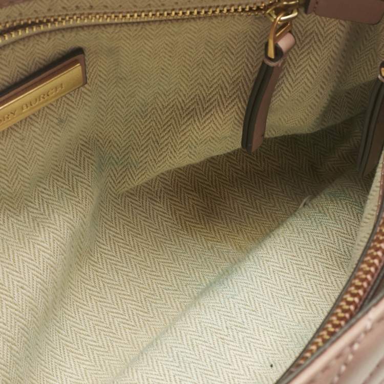 Pre Owned Tory Burch Pink Quilted Leather Kira Shoulder Bag