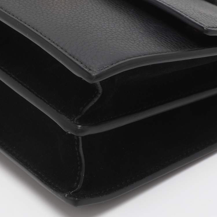 Pre Owned Tory Burch Black Leather and Suede Miller Shoulder Bag