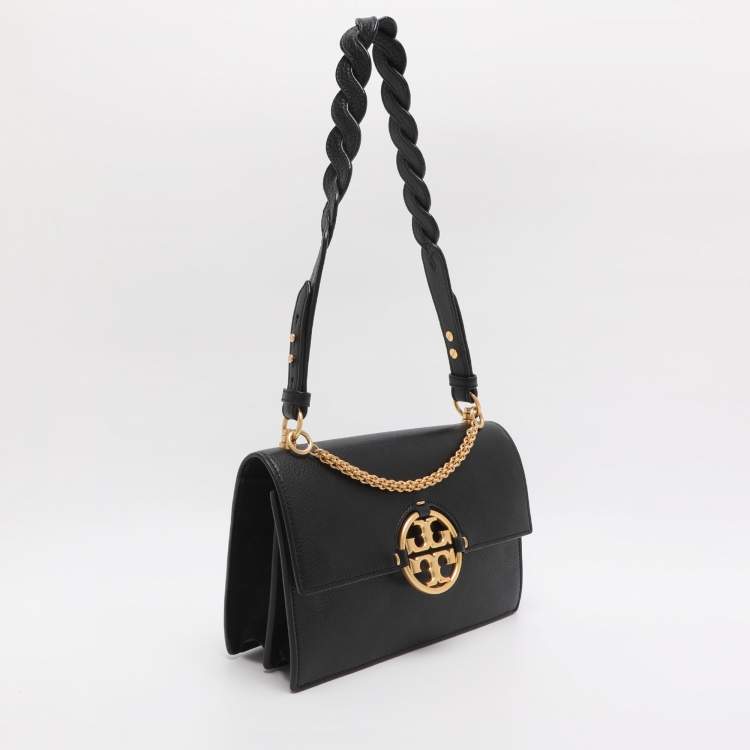 Pre Owned Tory Burch Black Leather and Suede Miller Shoulder Bag