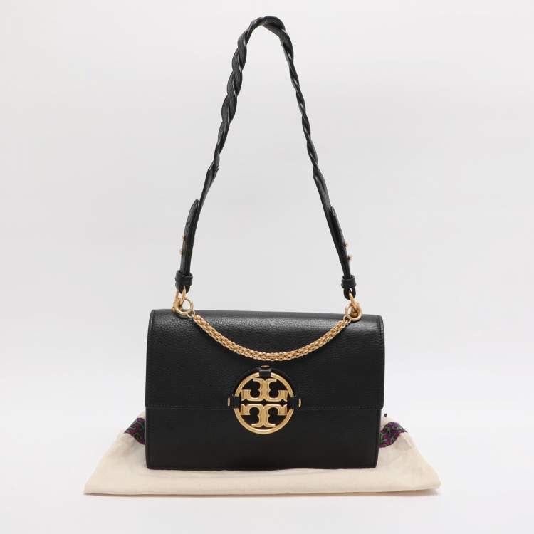 Pre Owned Tory Burch Black Leather and Suede Miller Shoulder Bag