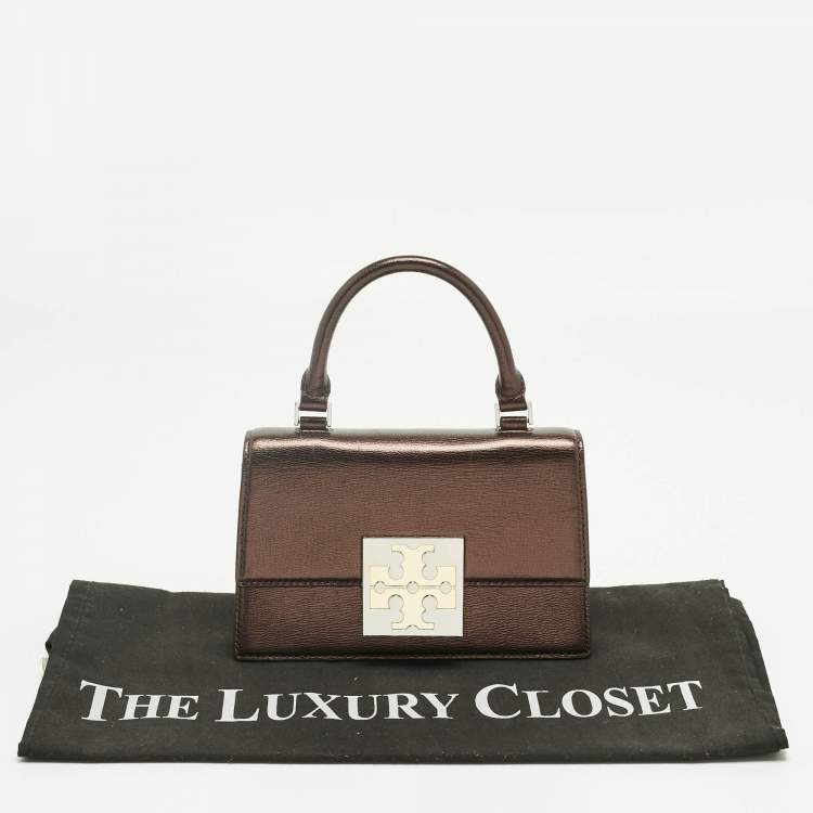 مملوكة مسبقًا Tory Burch Dark Burgundy Leather Mini Bon Bon Top Handle Bag