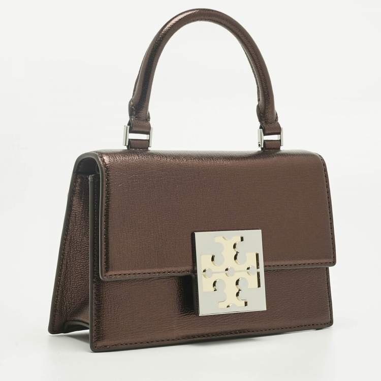 مملوكة مسبقًا Tory Burch Dark Burgundy Leather Mini Bon Bon Top Handle Bag