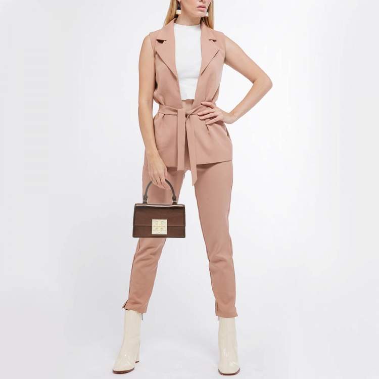 مملوكة مسبقًا Tory Burch Dark Burgundy Leather Mini Bon Bon Top Handle Bag