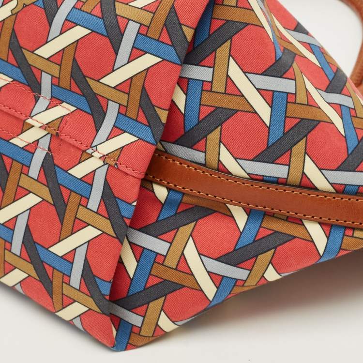 Pre Owned Tory Burch Multicolor Canvas Small Basketweave Tote