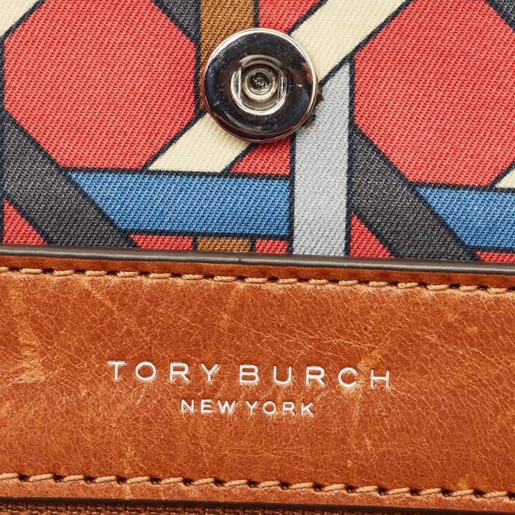 Pre Owned Tory Burch Multicolor Canvas Small Basketweave Tote