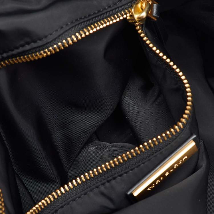 Pre Owned Tory Burch Black Nylon and Leather Ella Chain Tote