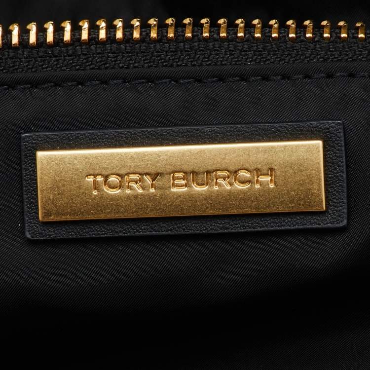 Pre Owned Tory Burch Black Nylon and Leather Ella Chain Tote