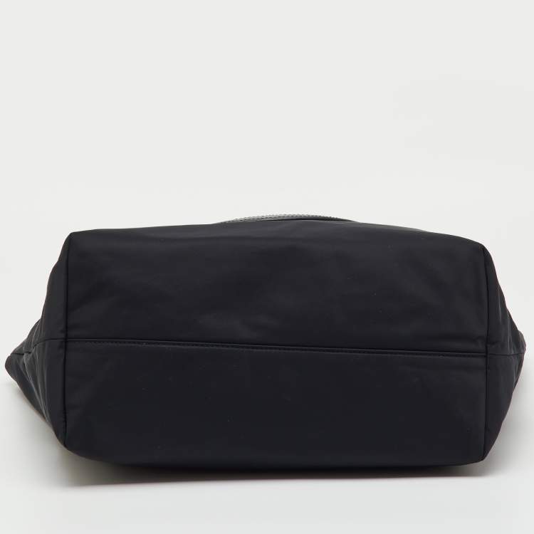 Pre Owned Tory Burch Black Nylon and Leather Ella Chain Tote