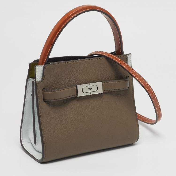 مملوكة مسبقًا Tory Burch Tricolor Leather and Suede Petite Lee Radziwill Double Top Handle Bag