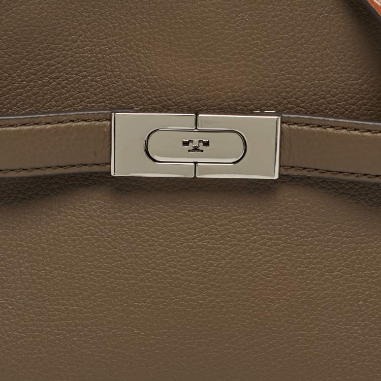 مملوكة مسبقًا Tory Burch Tricolor Leather and Suede Petite Lee Radziwill Double Top Handle Bag