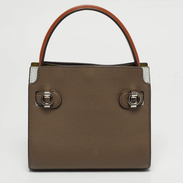 مملوكة مسبقًا Tory Burch Tricolor Leather and Suede Petite Lee Radziwill Double Top Handle Bag