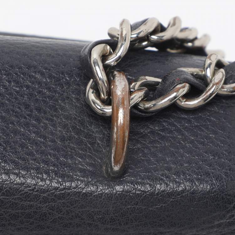 Pre Owned Tory Burch Mercer Blue Leather Shoulder Bag