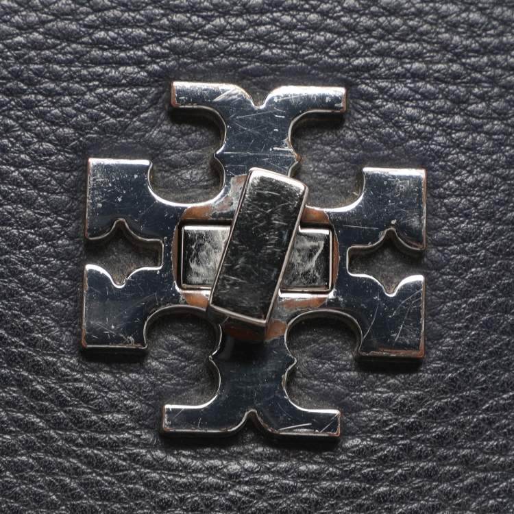 Pre Owned Tory Burch Mercer Blue Leather Shoulder Bag