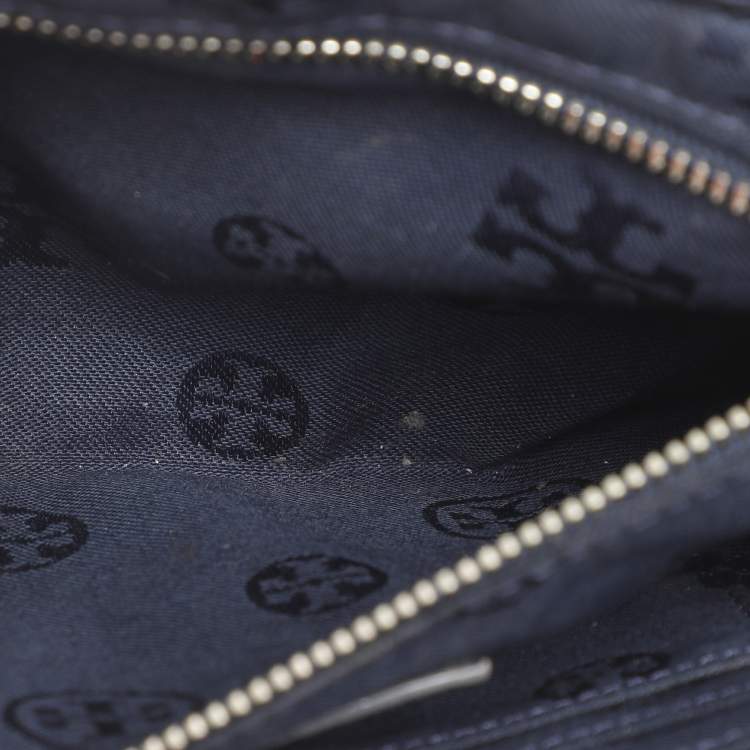 Pre Owned Tory Burch Mercer Blue Leather Shoulder Bag