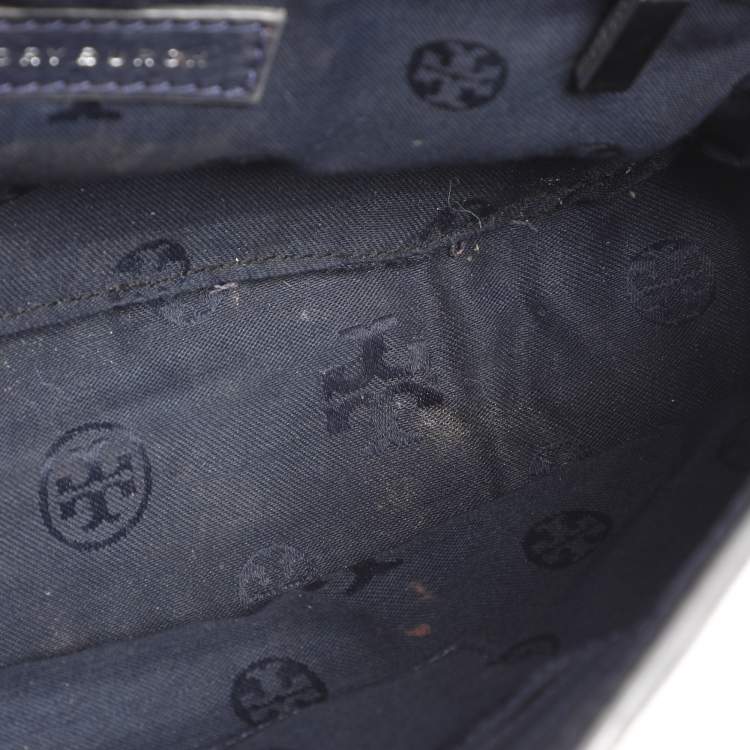 Pre Owned Tory Burch Mercer Blue Leather Shoulder Bag