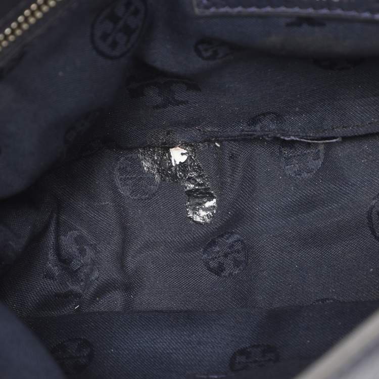 Pre Owned Tory Burch Mercer Blue Leather Shoulder Bag