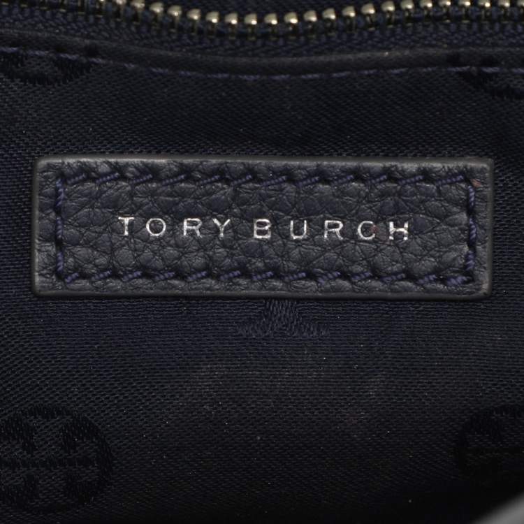 Pre Owned Tory Burch Mercer Blue Leather Shoulder Bag