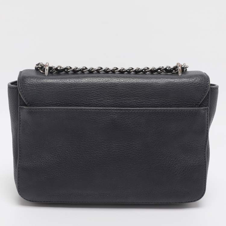 Pre Owned Tory Burch Mercer Blue Leather Shoulder Bag