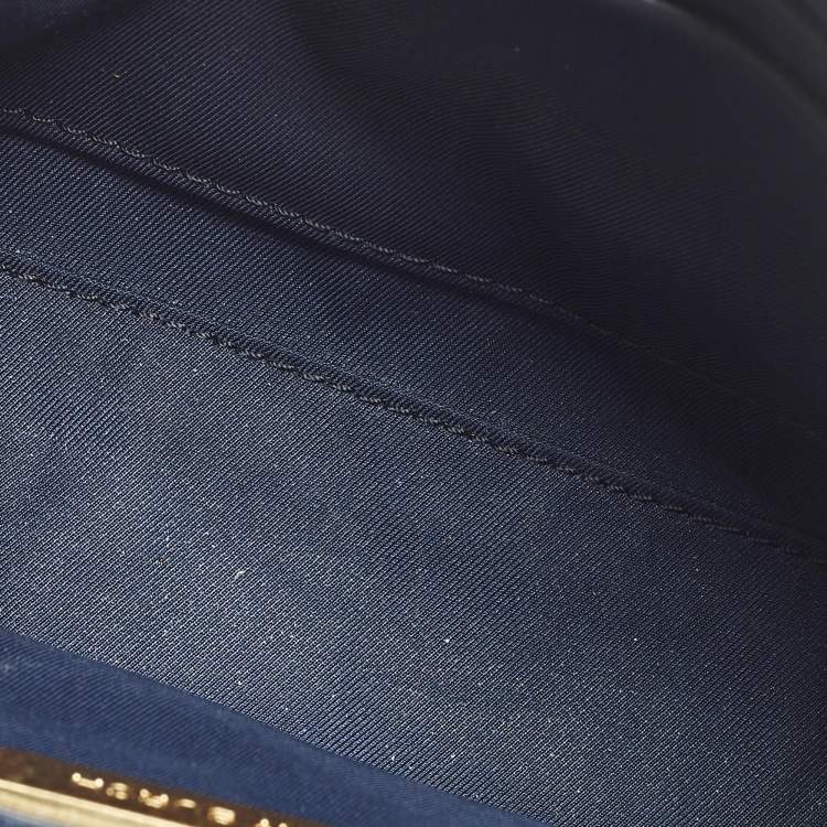 Pre Owned Tory Burch Fleming Small Navy Blue Leather Shoulder Bag